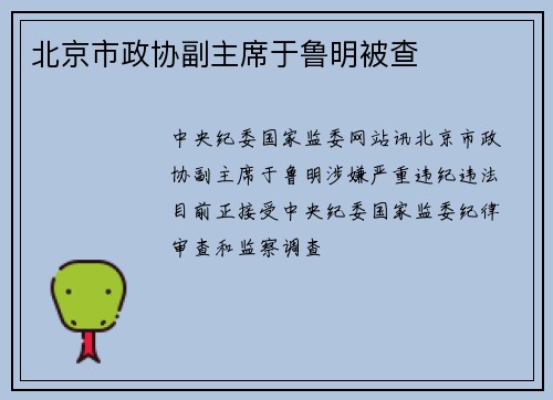 北京市政协副主席于鲁明被查