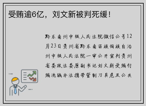 受贿逾6亿，刘文新被判死缓！